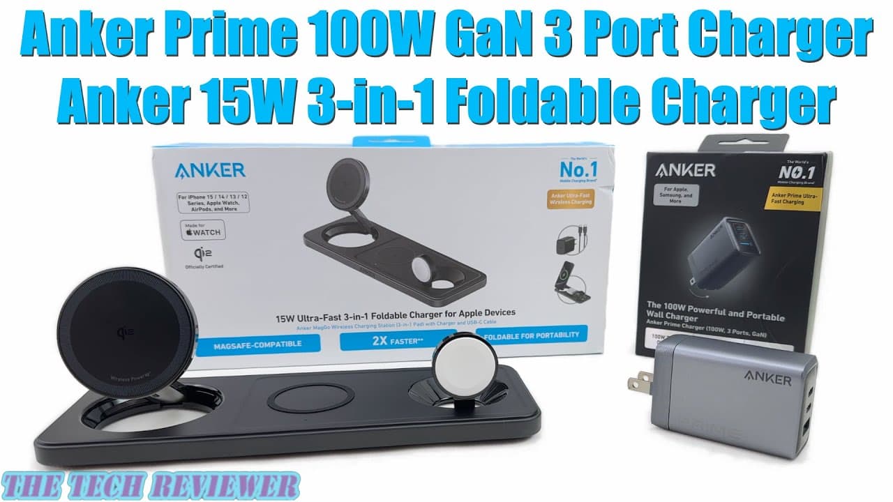 Thumbnail for Anker Prime 100W 3 Port Charger & Anker 15W Qi2 3-in-1 Foldable Charger: Fast Multi Device Charging!